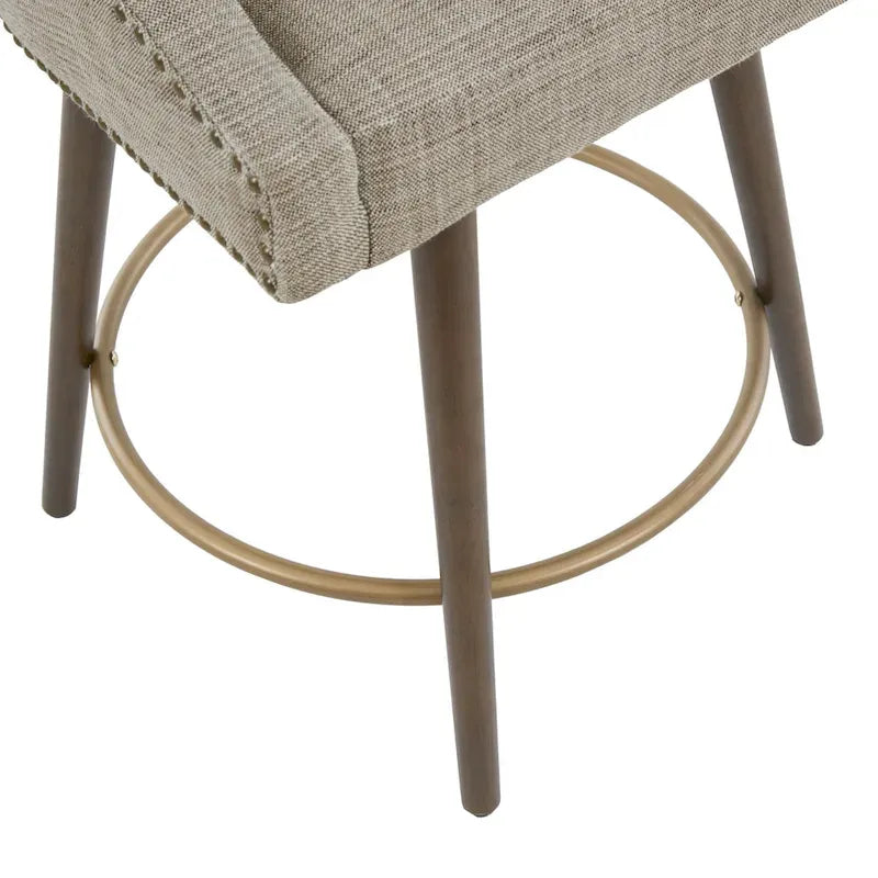 Sgabello da banco girevole in tessuto tweed grigio e beige multi, 1 posto