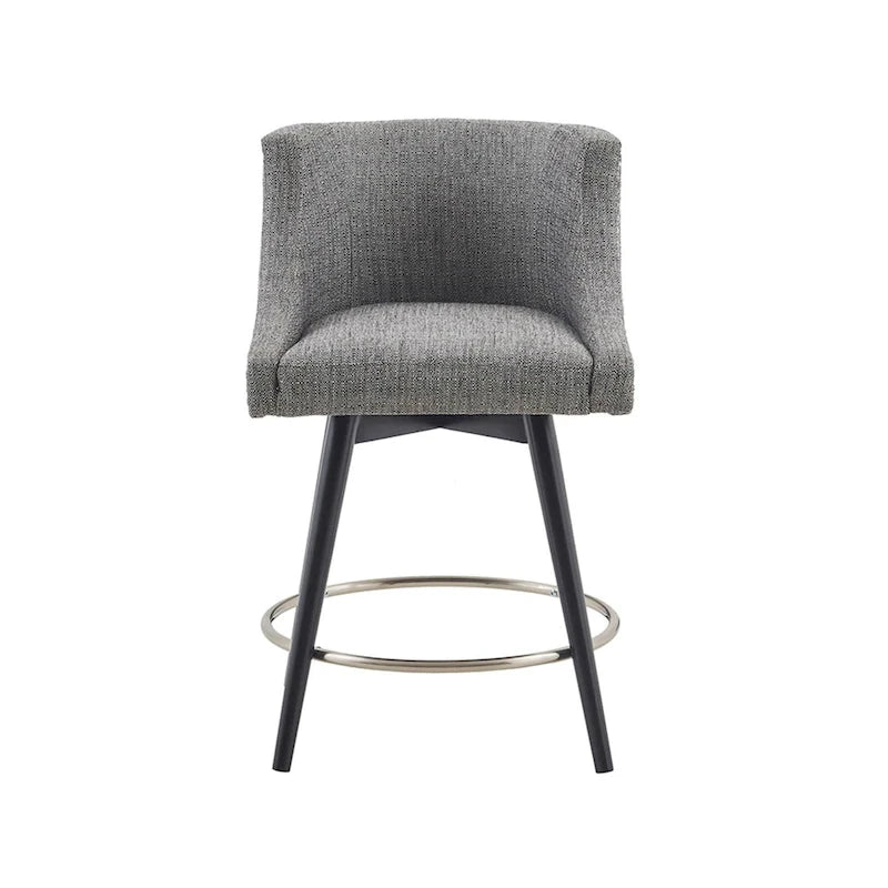 Sgabello da banco girevole in tessuto tweed grigio e beige multi, 1 posto