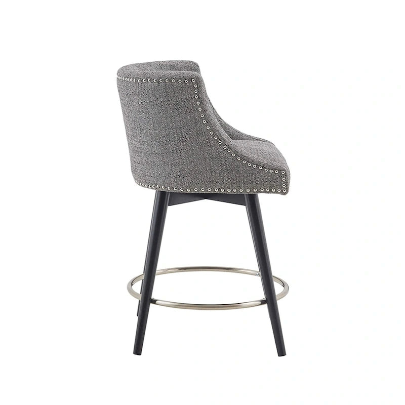 Sgabello da banco girevole in tessuto tweed grigio e beige multi, 1 posto