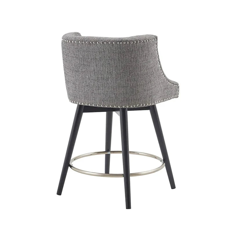 Sgabello da banco girevole in tessuto tweed grigio e beige multi, 1 posto
