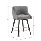Sgabello da banco girevole in tessuto tweed grigio e beige multi, 1 posto