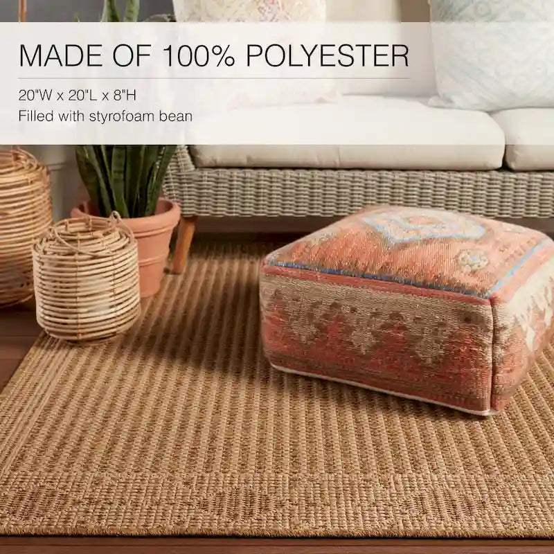 Pouf cubo in stile Kilim arancione/blu, 50x50x20 cm – Posti a sedere 1