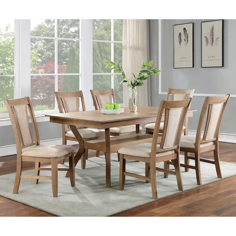 Set da pranzo da 7 pezzi ciliegio scuro/naturale, 4-6 posti a sedere