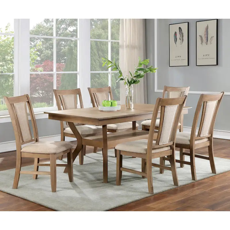 Set da pranzo da 7 pezzi ciliegio scuro/naturale, 4-6 posti a sedere