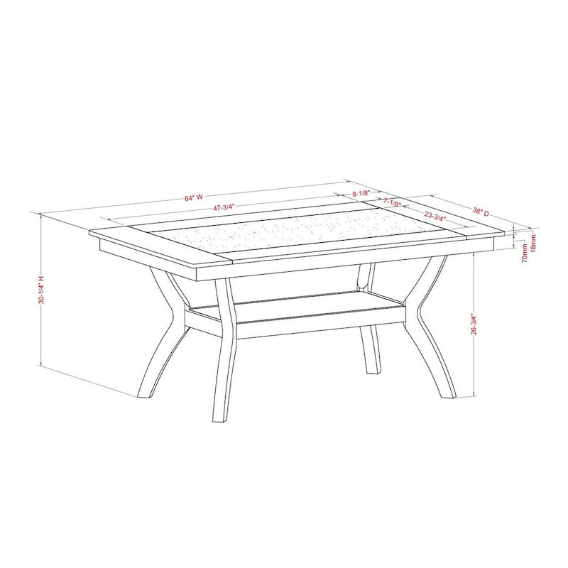 Set da pranzo da 7 pezzi ciliegio scuro/naturale, 4-6 posti a sedere