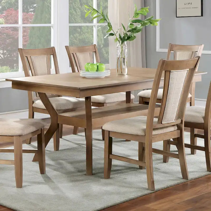 Set da pranzo da 7 pezzi ciliegio scuro/naturale, 4-6 posti a sedere