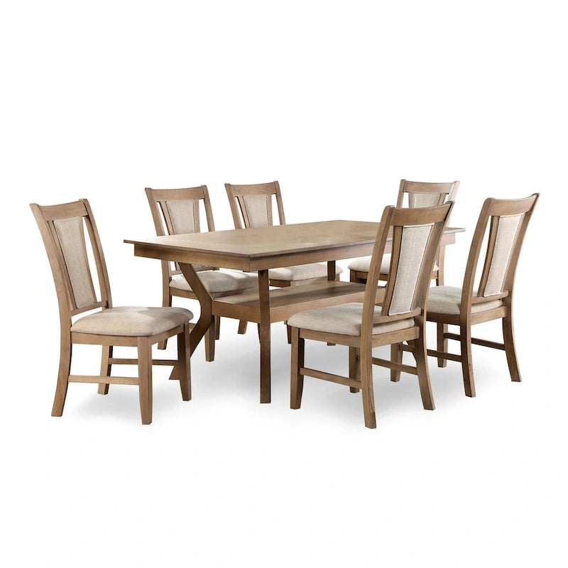 Set da pranzo da 7 pezzi ciliegio scuro/naturale, 4-6 posti a sedere