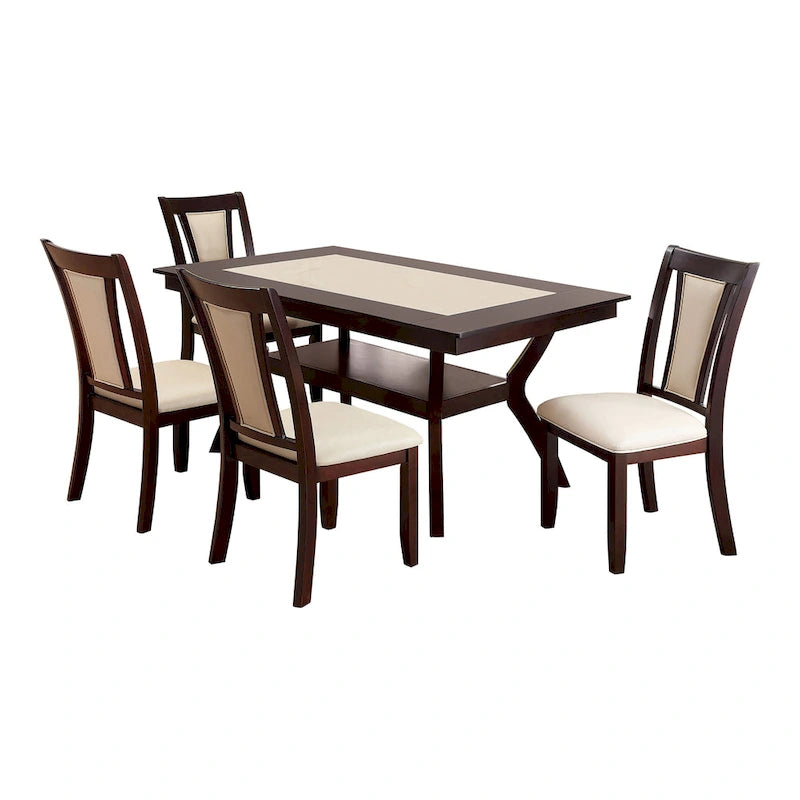 Set da pranzo da 7 pezzi ciliegio scuro/naturale, 4-6 posti a sedere