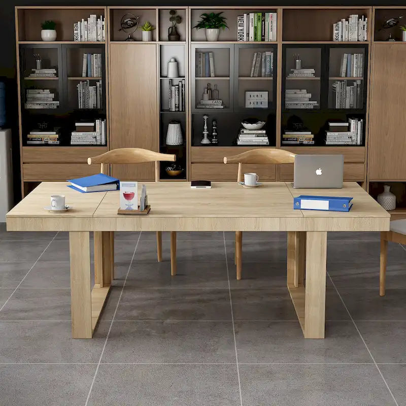 Rovere / Nero | Rettangolare | Tavolo da conferenza per 8 persone, 220 cm x 120 cm