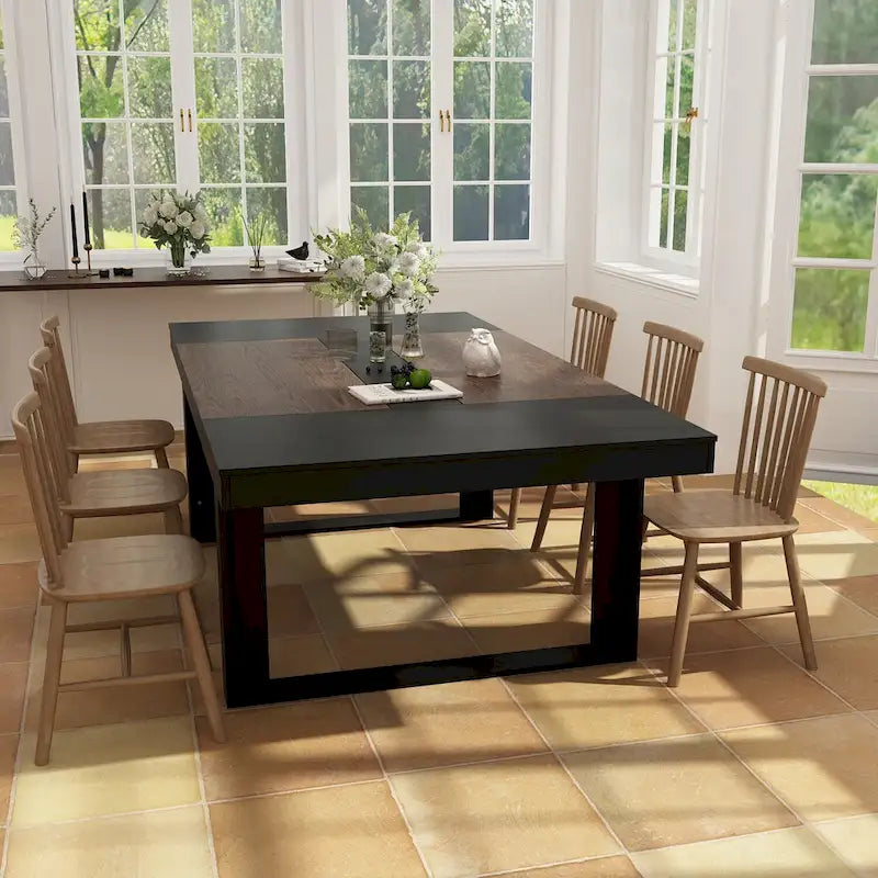 Rovere / Nero | Rettangolare | Tavolo da conferenza per 8 persone, 220 cm x 120 cm