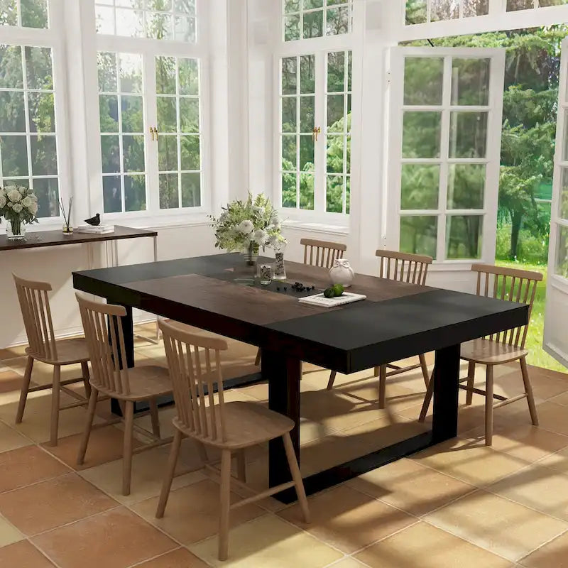 Rovere / Nero | Rettangolare | Tavolo da conferenza per 8 persone, 220 cm x 120 cm