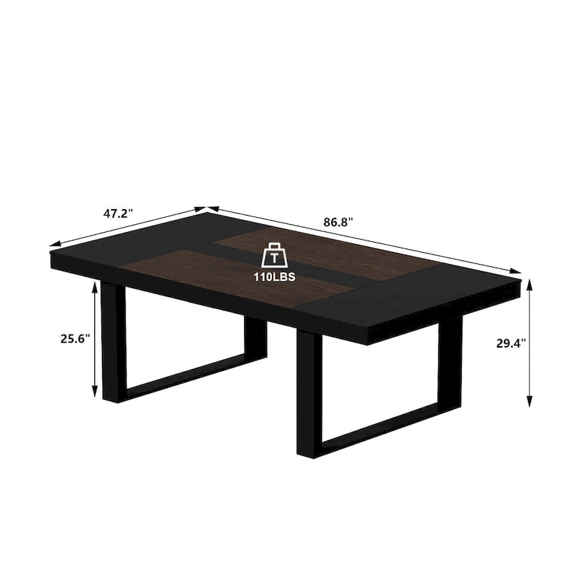 Rovere / Nero | Rettangolare | Tavolo da conferenza per 8 persone, 220 cm x 120 cm