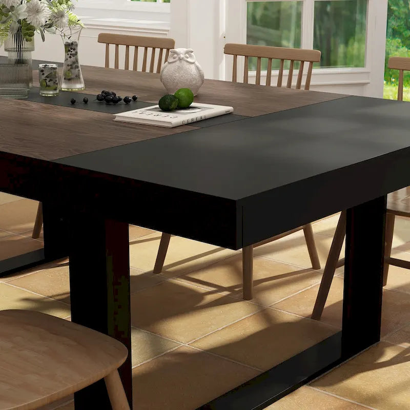 Rovere / Nero | Rettangolare | Tavolo da conferenza per 8 persone, 220 cm x 120 cm