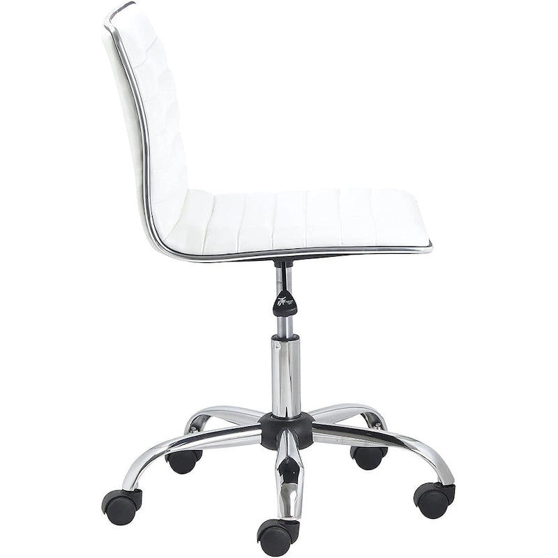 Sedia da ufficio Carson Carrington Olafsvik girevole a schienale medio senza braccioli in pelle a coste, rivestimento bianco