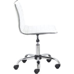 Sedia da ufficio Carson Carrington Olafsvik girevole a schienale medio senza braccioli in pelle a coste, rivestimento bianco
