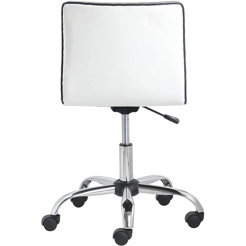 Sedia da ufficio Carson Carrington Olafsvik girevole a schienale medio senza braccioli in pelle a coste, rivestimento bianco