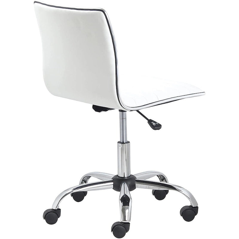 Sedia da ufficio Carson Carrington Olafsvik girevole a schienale medio senza braccioli in pelle a coste, rivestimento bianco