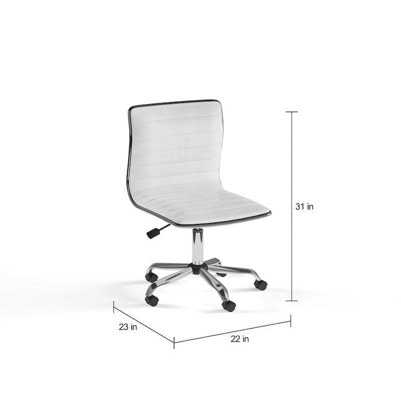 Sedia da ufficio Carson Carrington Olafsvik girevole a schienale medio senza braccioli in pelle a coste, rivestimento bianco