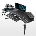 Scrivania da gaming e da studio a forma di ala da 183 cm, per 1 persona, Nera/Noce/Bianca