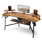 Scrivania da gaming e da studio a forma di ala da 183 cm, per 1 persona, Nera/Noce/Bianca