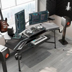 72 Large Gaming Desk Black Multifunctional Computer Desk with Keyboard Tray