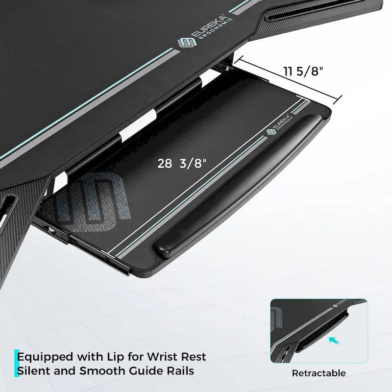 Scrivania da gaming e da studio a forma di ala da 183 cm, per 1 persona, Nera/Noce/Bianca