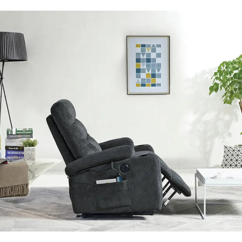 Poltrona reclinabile Liyasi Electric Power Lift con massaggio e riscaldamento per anziani, 3 posizioni, 2 tasche laterali, portabicchieri, USB Char