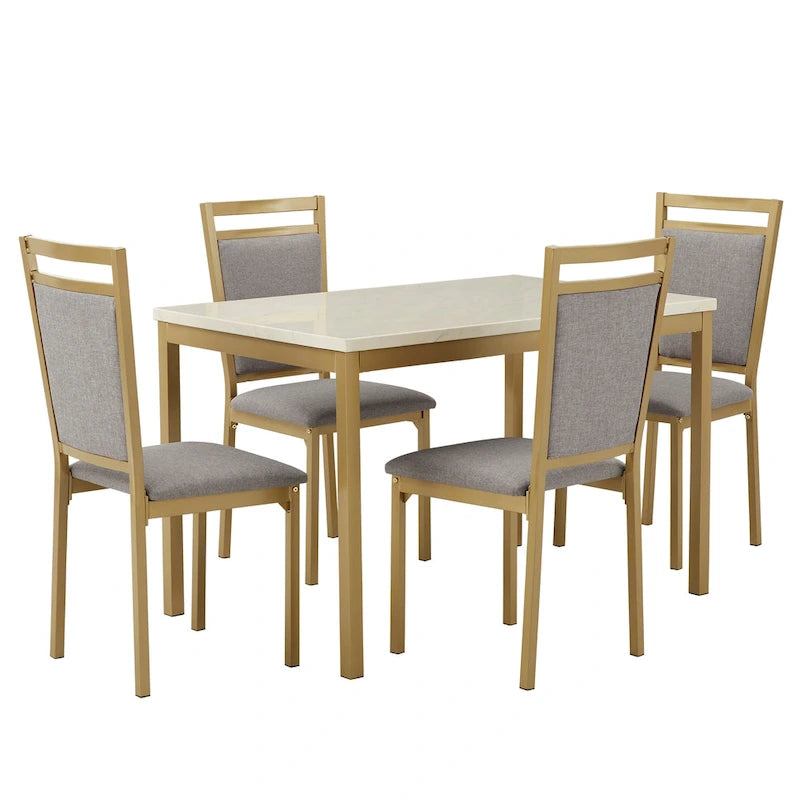 Set da pranzo Darcy con piano effetto marmo e dettagli dorati di iNSPIRE Q Bold