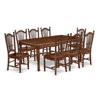 Set da pranzo rettangolare in mogano con prolunga a farfalla – Legno duro asiatico, 5/7/9 pezzi