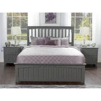Letto a piattaforma Queen grigio con testiera e cassetti contenitore – Legno massello, 2 posti letto