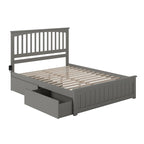 Letto a piattaforma Queen grigio con testiera e cassetti contenitore – Legno massello, 2 posti letto