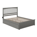 Letto a piattaforma Queen grigio con testiera e cassetti contenitore – Legno massello, 2 posti letto