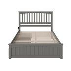 Letto a piattaforma Queen grigio con testiera e cassetti contenitore – Legno massello, 2 posti letto