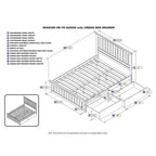 Letto a piattaforma Queen grigio con testiera e cassetti contenitore – Legno massello, 2 posti letto