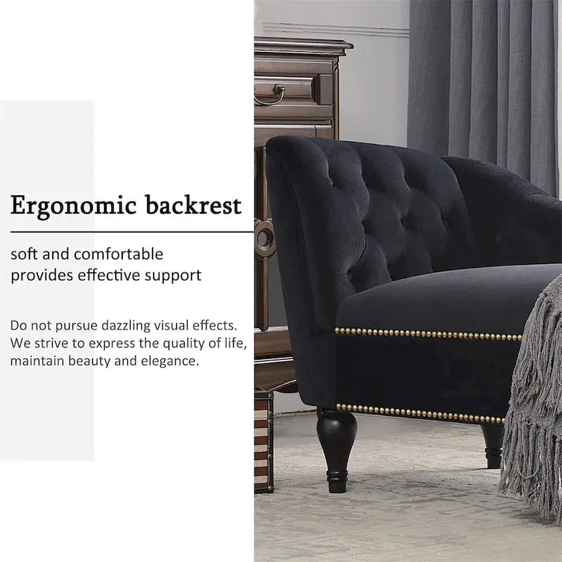 Merax Chaise Longue in Velluto Tufted 58 con Bracciolo Destro