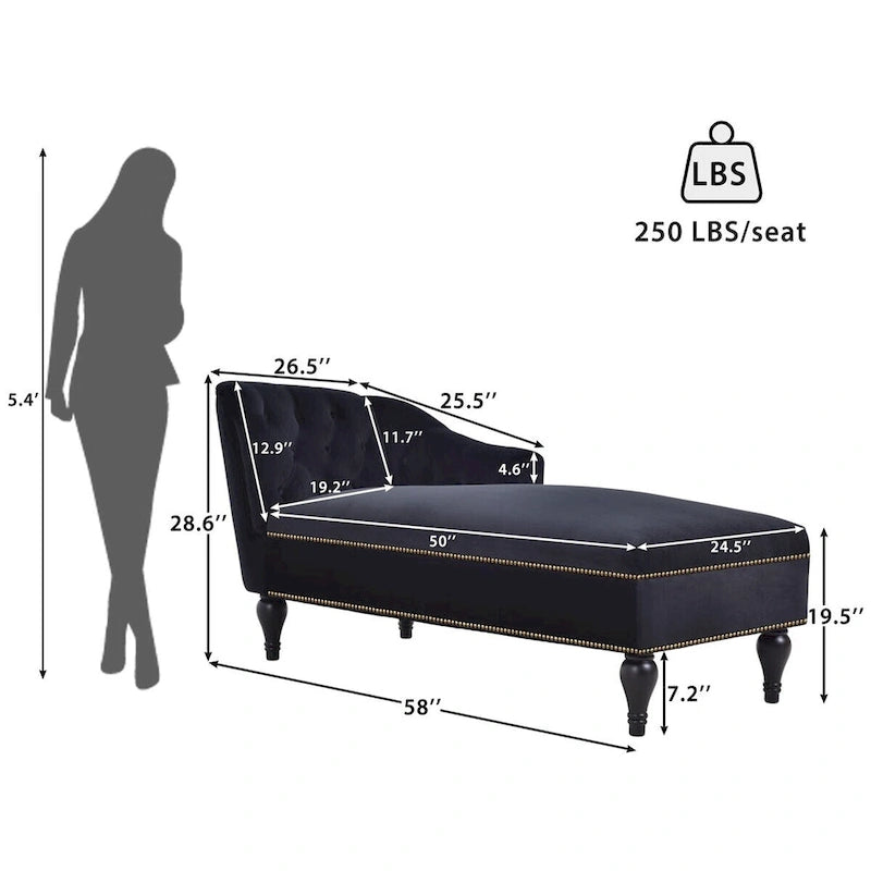 Merax Chaise Longue in Velluto Tufted 58 con Bracciolo Destro