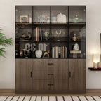 Armadietto in alluminio e vetro nero con venature in legno e luce LED | Unità singola | Diverse dimensioni