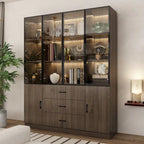 Armadietto in alluminio e vetro nero con venature in legno e luce LED | Unità singola | Diverse dimensioni