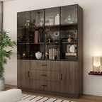 Armadietto in alluminio e vetro nero con venature in legno e luce LED | Unità singola | Diverse dimensioni