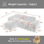 Divano componibile a L moderno e modulare, combinazione fai da te, divano imbottito a 3 posti con chaise longue per soggiorno