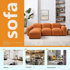 Divano componibile a L moderno e modulare, combinazione fai da te, divano imbottito a 3 posti con chaise longue per soggiorno