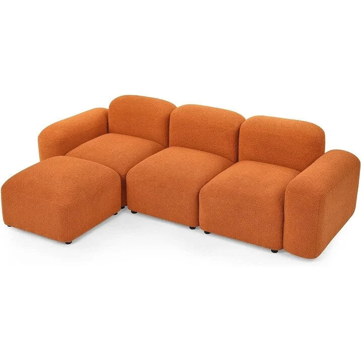 Divano componibile a L moderno e modulare, combinazione fai da te, divano imbottito a 3 posti con chaise longue per soggiorno