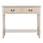 Consolle a 2 cassetti | Greige / Marrone / Nero / Bianco anticato | 35,5"L x 13"P x 29,5"H