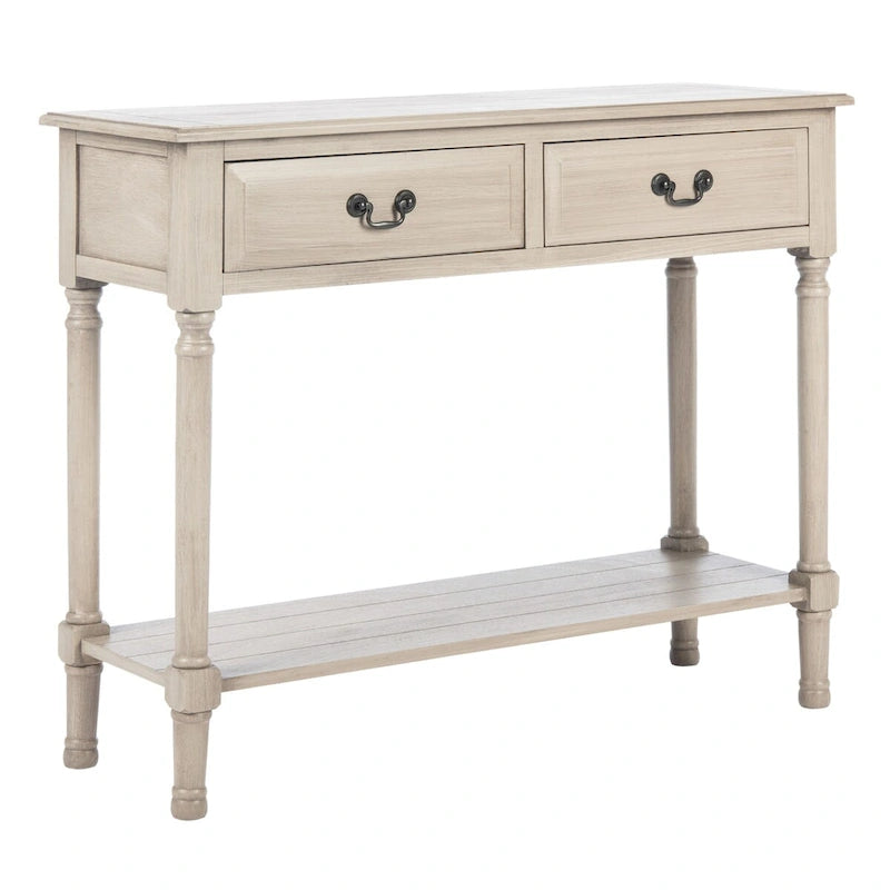 Consolle a 2 cassetti | Greige / Marrone / Nero / Bianco anticato | 35,5"L x 13"P x 29,5"H