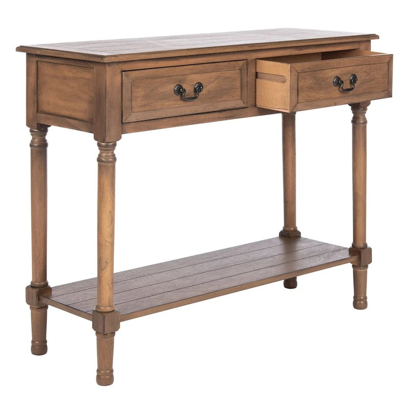 Consolle a 2 cassetti | Greige / Marrone / Nero / Bianco anticato | 35,5"L x 13"P x 29,5"H