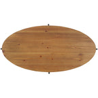 Tavolino da Caffè Ovale Marrone Naturale, Piano in Legno di Abete e Base in Metallo Nero
