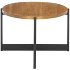 Tavolino da Caffè Ovale Marrone Naturale, Piano in Legno di Abete e Base in Metallo Nero