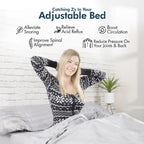 Base regolabile Renanim SF con materasso ibrido da 12", massaggio, USB, luce sotto il letto, app, inclinazione testa e piedi