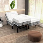 Base regolabile Renanim SF con materasso ibrido da 12", massaggio, USB, luce sotto il letto, app, inclinazione testa e piedi