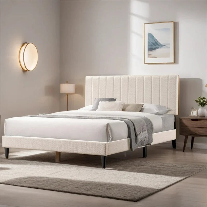 Letto matrimoniale con piattaforma in ciniglia trapuntata, 2 posti